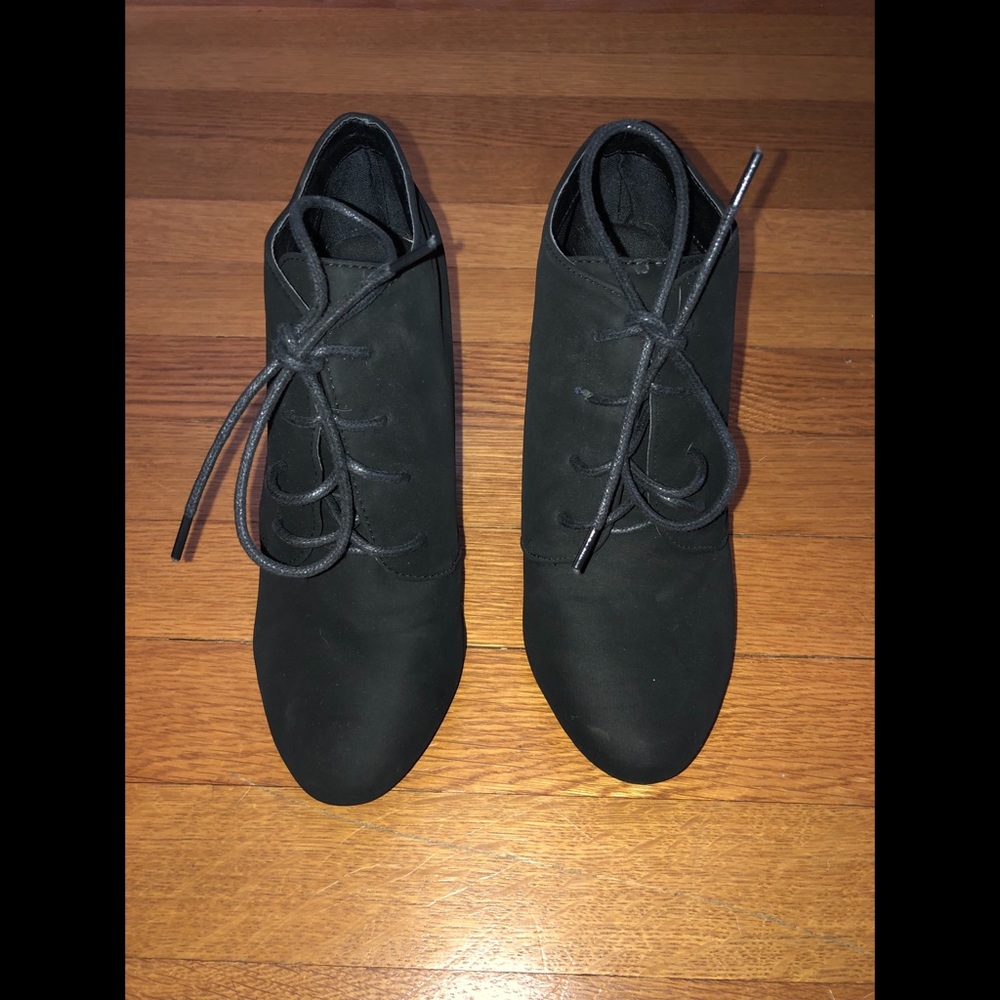 Top Moda black lace up ankle booties